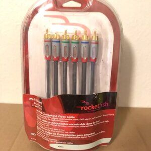 Rocketfish 25 ft In-Wall Component Video Cable, TV DVD RCA, NEW